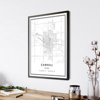 Carroll, Iowa Modern Map Print 