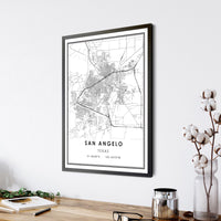 San Angelo, Texas Modern City Map Print