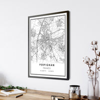 
              Perpignan, France Modern Style Map Print 
            