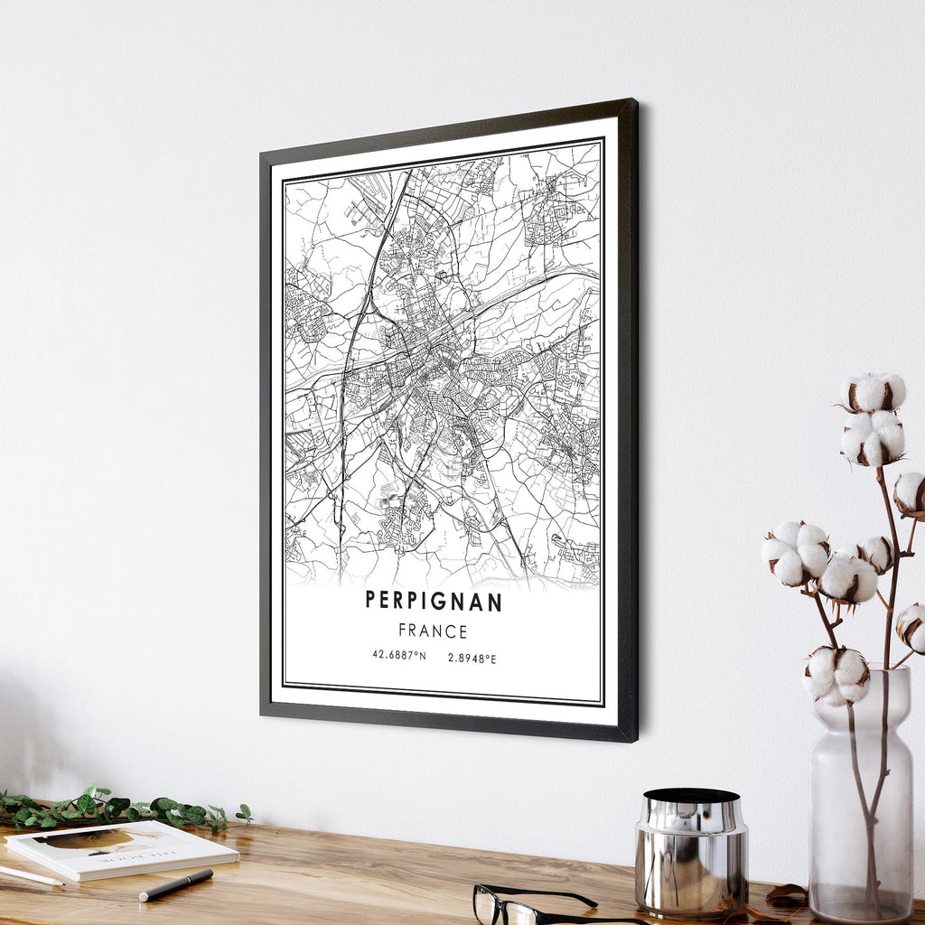 Perpignan, France Modern Style Map Print 