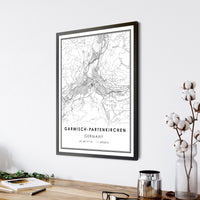 
              Garmisch-Partenkirchen, Germany Modern Style Map Print 
            