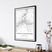 Garmisch-Partenkirchen, Germany Modern Style Map Print 