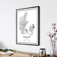 Denmark, Europe Modern Style Map Print 