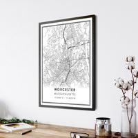 
              Worcester, Massachusetts Modern Map Print 
            