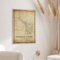 
              Steamboat Springs, Colorado Vintage Style Map Print 
            