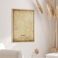 
              Minett, Ontario Vintage Style Map Print 
            