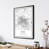 Sofia, Bulgaria Modern Style Map Print 