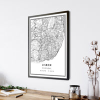 
              Lisbon, Portugal Modern Style Map Print 
            