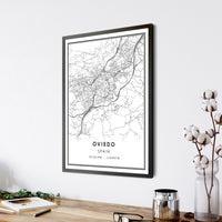 
              Oviedo, Spain Modern Style Map Print 
            