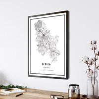 
              Serbia, Europe Modern Style Map Print 
            