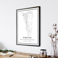 
              Gibraltar, British Overseas Territory Modern Style Map Print 
            