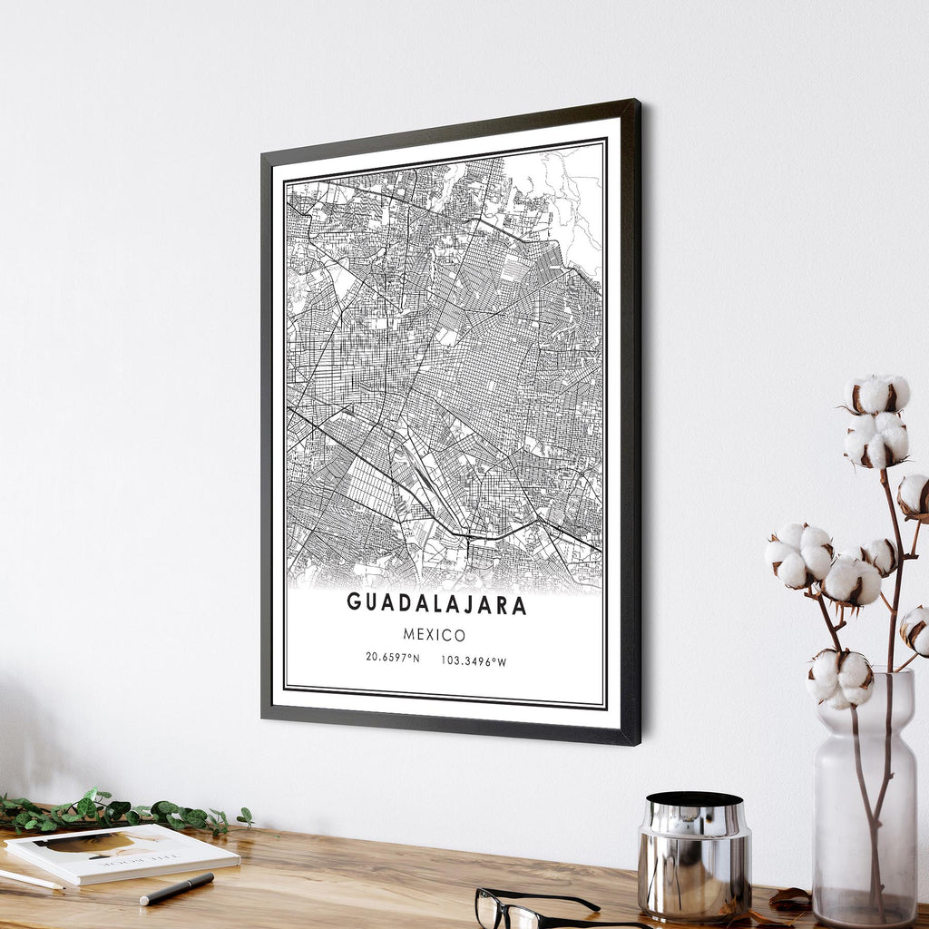 Guadalajara, Mexico Modern Style Map Print 