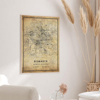 
              Bismarck, North Dakota Vintage Style Map Print 
            