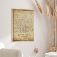 Beverly Hills, California Vintage Style Map Print 