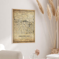 
              Chesterfield, England Vintage Style Map Print 
            