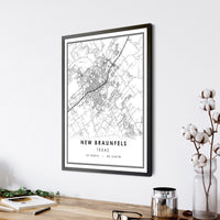 
              New Braunfels, Texas Modern Map Print
            