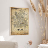 
              Mendoza, Argentina Vintage Style Map Print 
            
