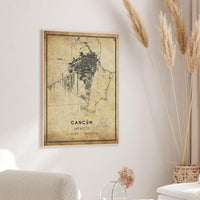 
              Cancun, Mexico Vintage Style Map Print 
            