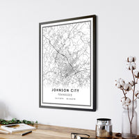 Johnson City, Tennessee Modern Map Print 