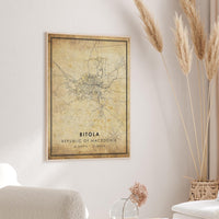 
              Bitola, Republic Of Macedonia Vintage Style Map Print
            