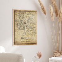 
              Beaufort, South Carolina Vintage Style Map Print 
            
