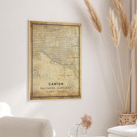 Canton, Baltimore, Maryland Vintage Style Map Print 