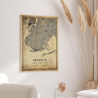 Brooklyn, New York Vintage Style Map Print 
