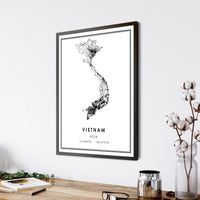 Vietnam, Asia Modern Style Map Print