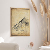 
              Alexandria, Egypt Vintage Style Map Print 
            