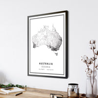 Australia, Oceania Modern Style Map Print 