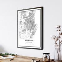 Aberdeen, Scotland Modern Style Map Print 