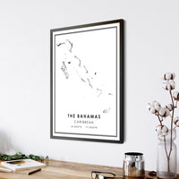 
              The Bahamas, Caribbean Modern Style Map Print 
            