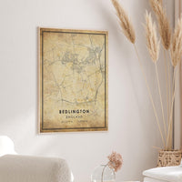 Bedlington, England Vintage Style Map Print