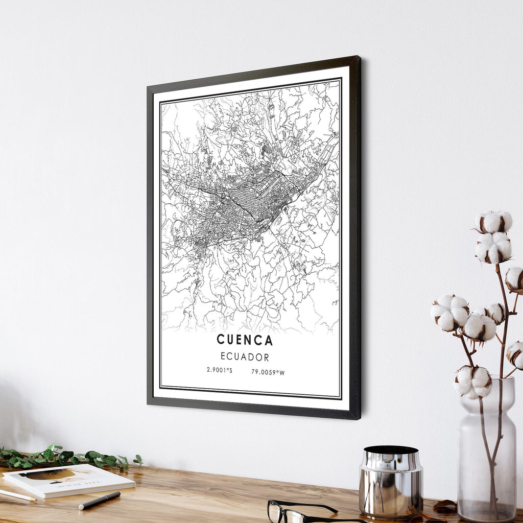 Cuenca, Ecuador Modern Style Map Print 
