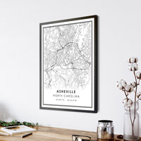 
              Asheville, North Carolina Modern Map Print 
            