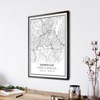 Asheville, North Carolina Modern Map Print 