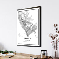 
              Hampton, Virginia Modern Map Print 
            
