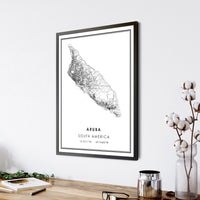 
              Aruba, South America Modern Style Map Print 
            