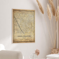 
              South Houston, Texas Vintage Style Map Print
            