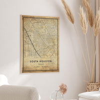 South Houston, Texas Vintage Style Map Print