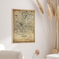 
              Akron, Ohio Vintage Style Map Print 
            