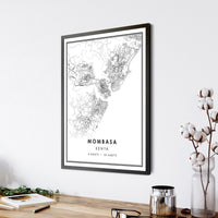 
              Mombasa, Kenya Modern Style Map Print 
            