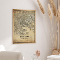 
              Baltimore, Maryland Vintage Style Map Print 
            