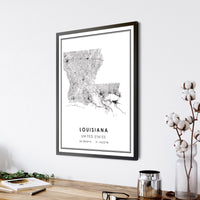 
              Louisiana, United States Modern Style Map Print 
            