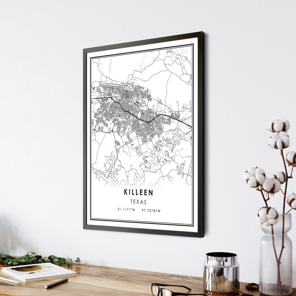 Killeen, Texas Modern Map Print 