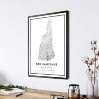 New Hampshire, United States Modern Style Map Print 