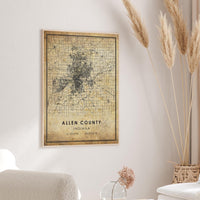 
              Allen County, Indiana Vintage Style Map Print 
            