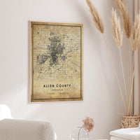 Allen County, Indiana Vintage Style Map Print 