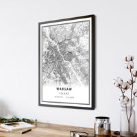 Warsaw, Poland Modern City Map Print