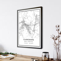 
              Clarksburg, West Virginia Modern Map Print 
            